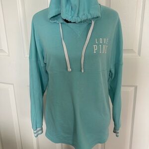 PINK blue hoodie with pink written on back